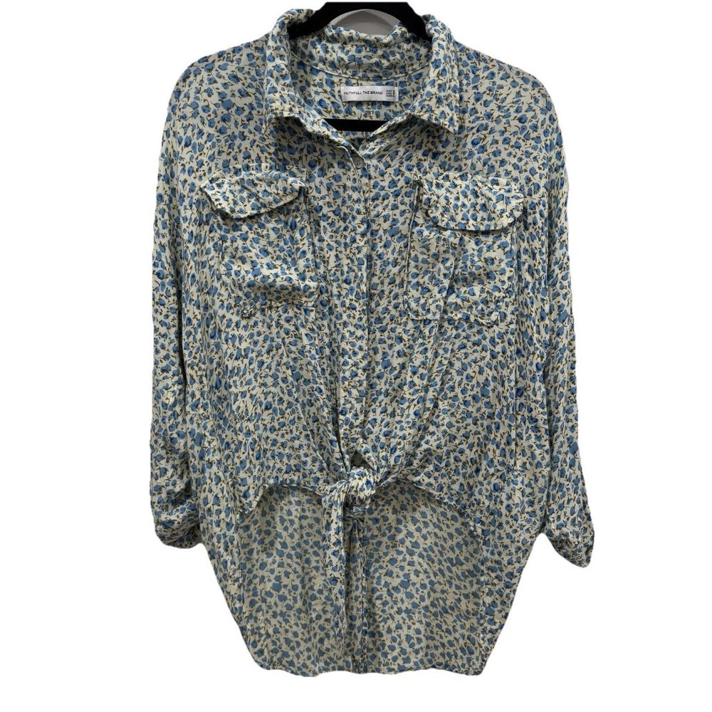 Faithfull The Brand Brigitte Knot Shirt Blouse Top Size 10 Floral Multicolor‎